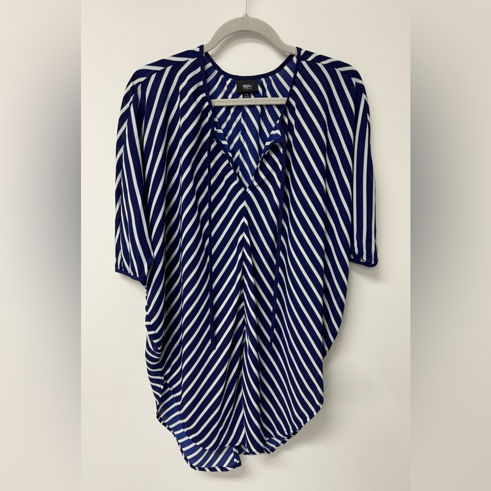 Mossimo Blue & White Striped‎ Tunic Blouse Coverup, Size M
